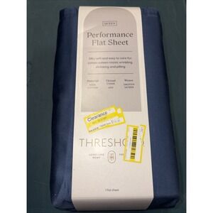 Threshold Queen Size 400 Thread Count Performance Flat Sheet - Metallic Blue